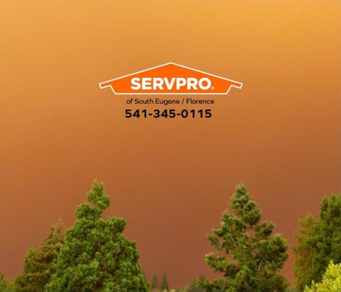 A view of an orange-colored smoky sky from a forest fire in Oregon.